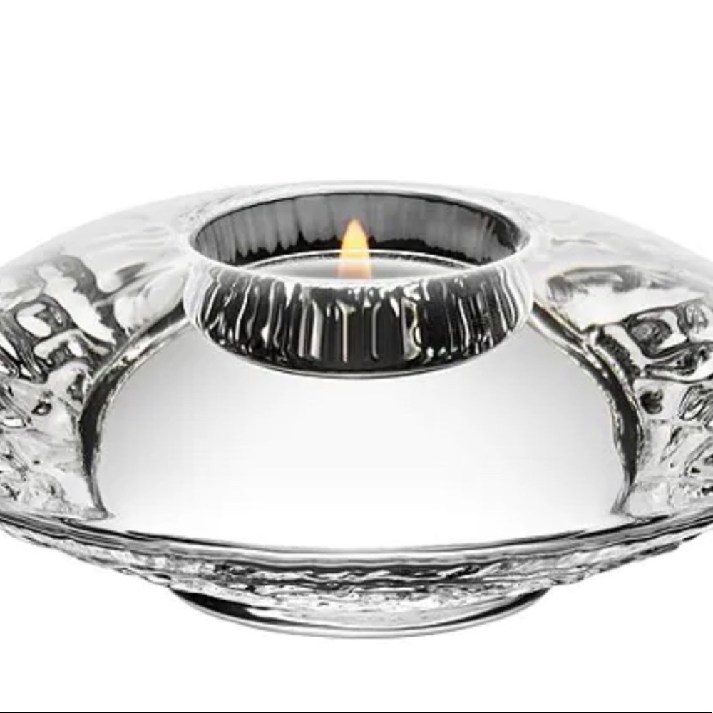 Set of two Orrefors crystal candle holders